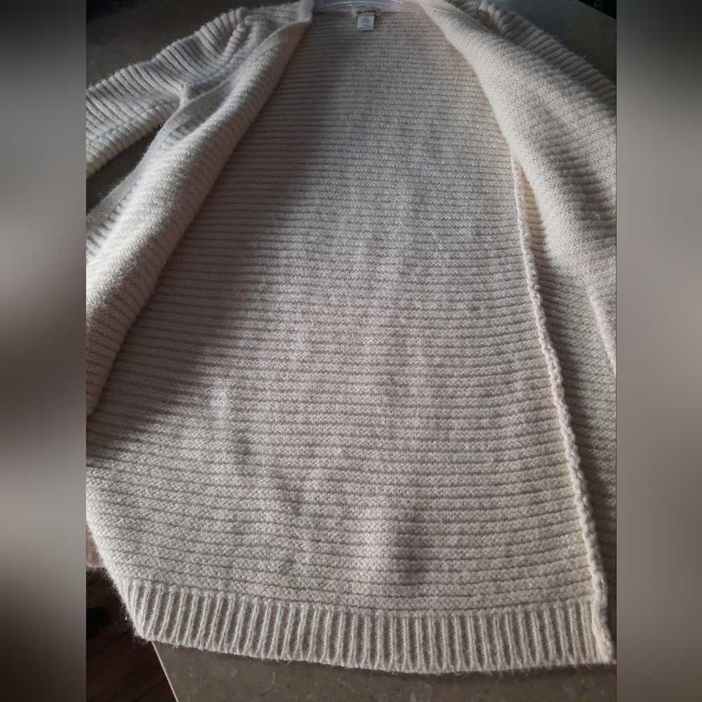 Max Studio Open Front Long Oversized Cardigan Sweater Beige Soft Size Small - Picture 11 of 12